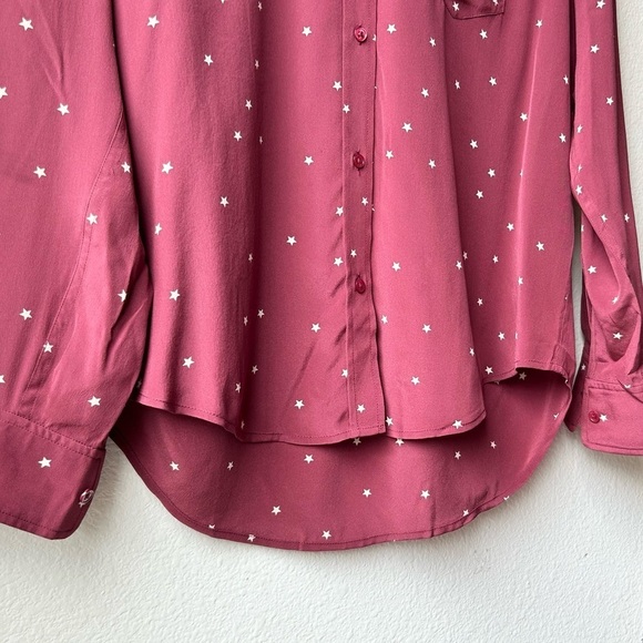 Rails Kate Merlot Twinkle Button Up Silk Collared Long Sleeve Shirt Maroon Sz S - Picture 9 of 16